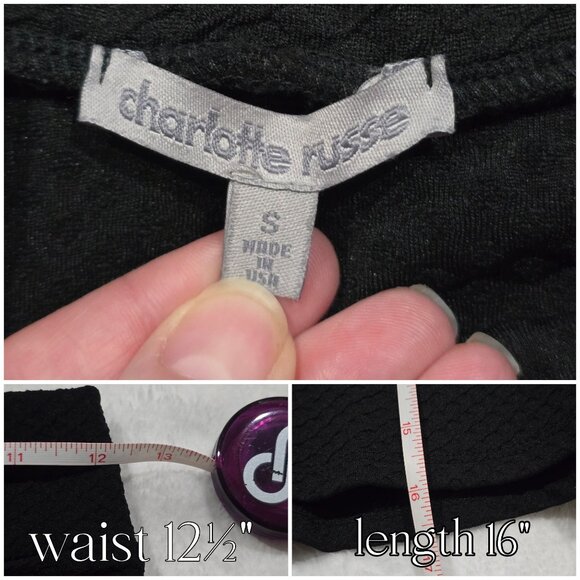 Charlotte Russe ✦ Black Textured Skater Skirt ✦ Flared Knit Mini NWT Size S - Picture 5 of 7